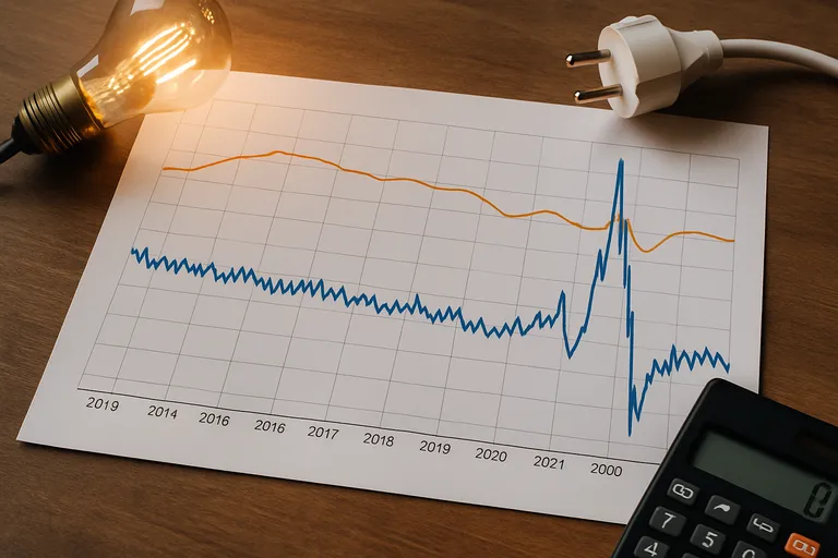 Grafiek onthult de ontwikkeling van elektriciteitsprijzen door de tijd