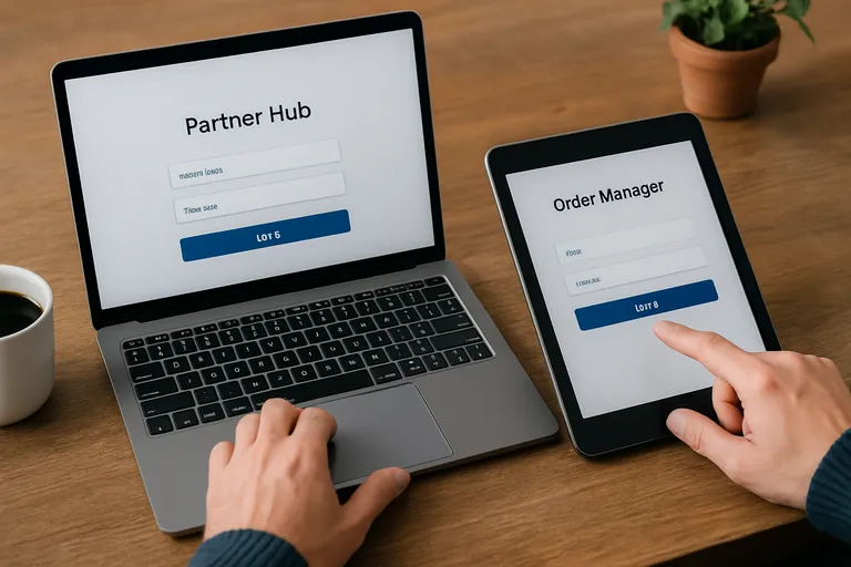 Waar log je in: partner hub (web) en order manager (app/tablet)
